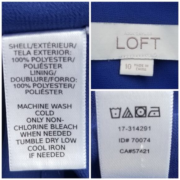 Lace Print Dress LOFT Size 10 Ann Taylor Blue Black Damask Stripe Sleeveless - Picture 4 of 8